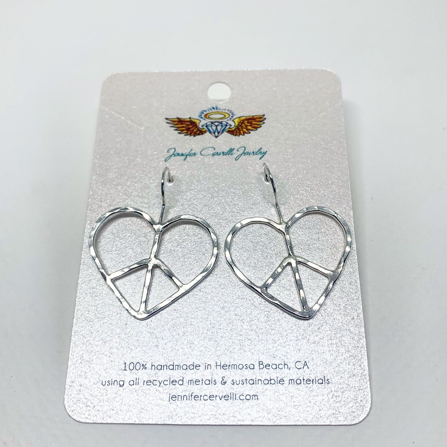 Heart Shaped Peace Sign Earrings