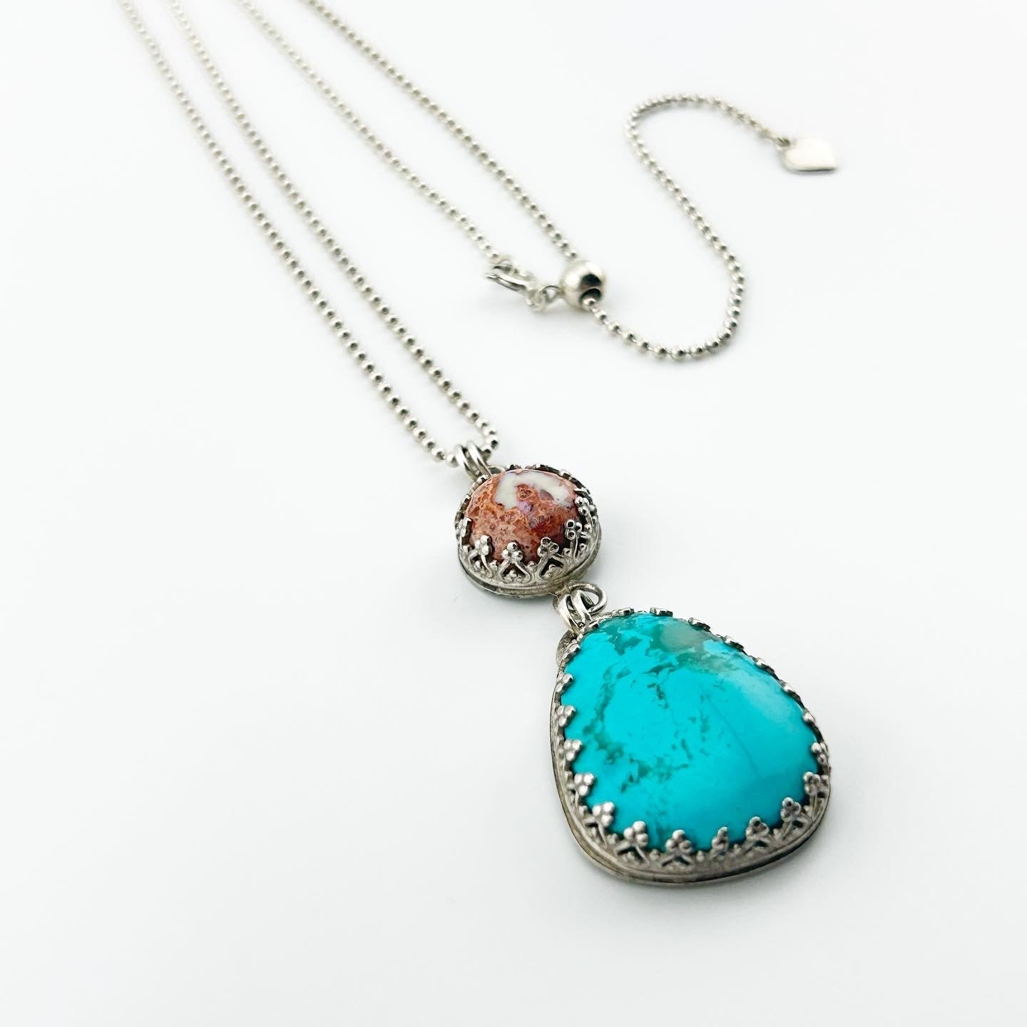 Turquoise & Fire Opal Necklace #312-0