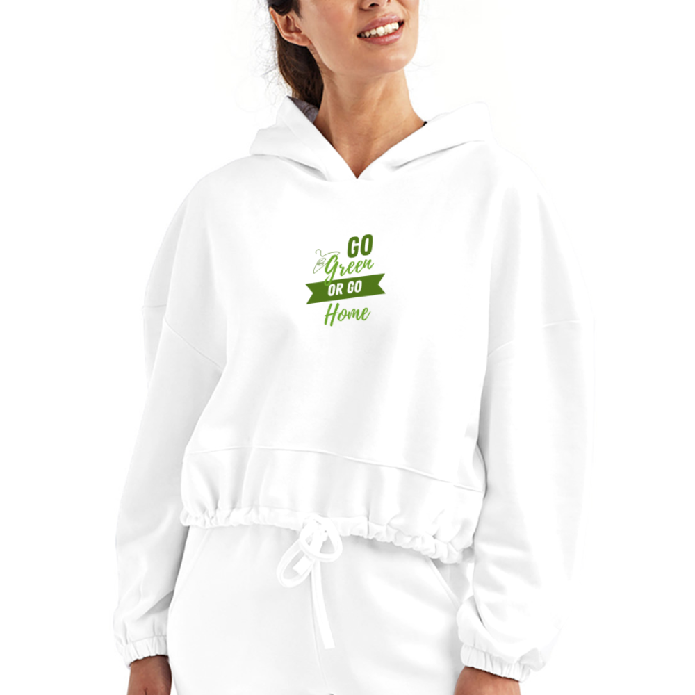 Re Concept Go Green Women’s Cropped Hoodie - white