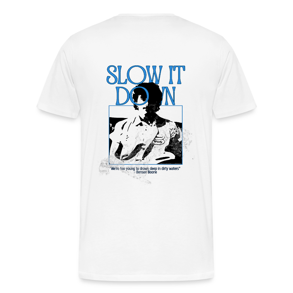 Slow it Down Men’s Premium Organic T-Shirt - white