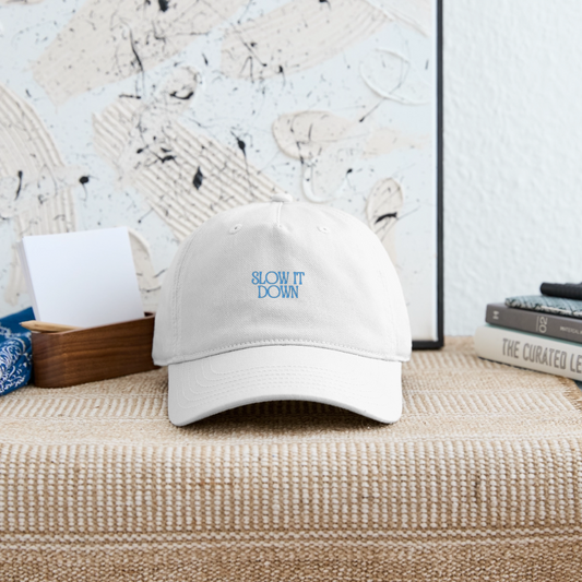 Re Concept Slow it DOwn Organic Baseball Cap - white