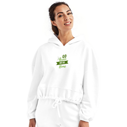 Re Concept Go Green Women’s Cropped Hoodie - white