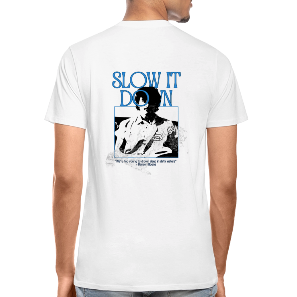 Slow it Down Men’s Premium Organic T-Shirt - white