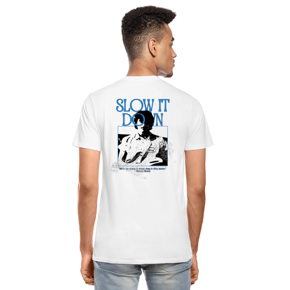 Slow it Down Men’s Premium Organic T-Shirt - white