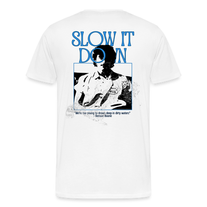 Slow it Down Men’s Premium Organic T-Shirt - white