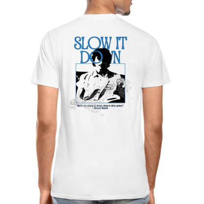 Slow it Down Men’s Premium Organic T-Shirt - white