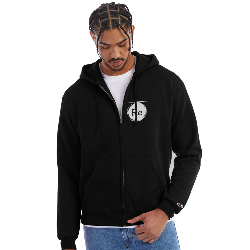 Re Concept Champion Unisex Full Zip Hoodie - black