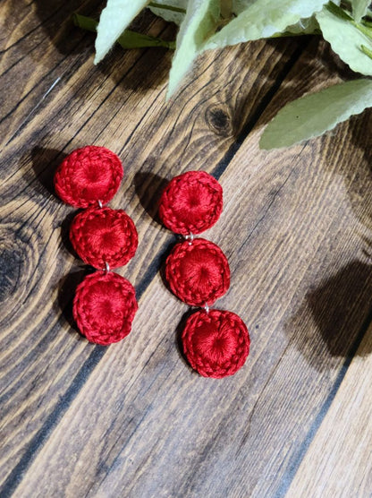 Triple Circle Drop Earrings-5