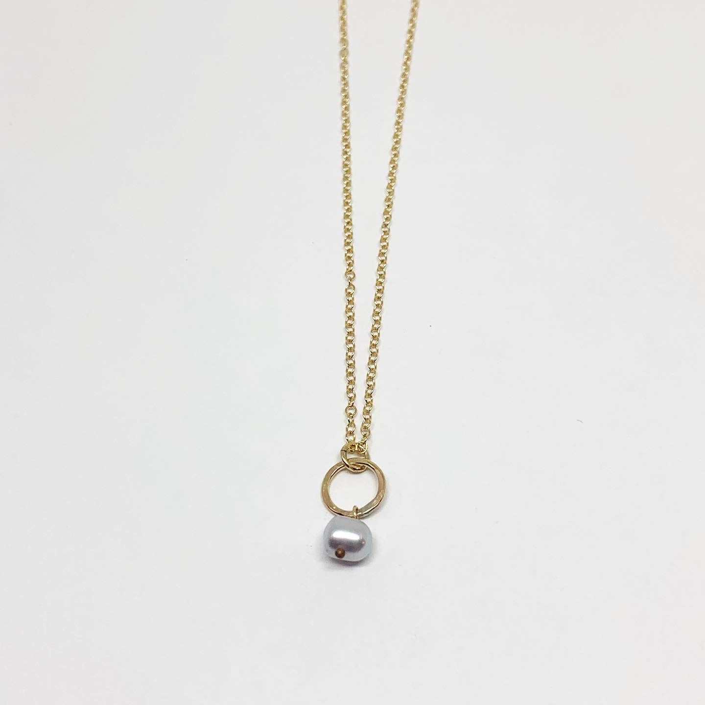 Pearl Drop Charm Necklace-12