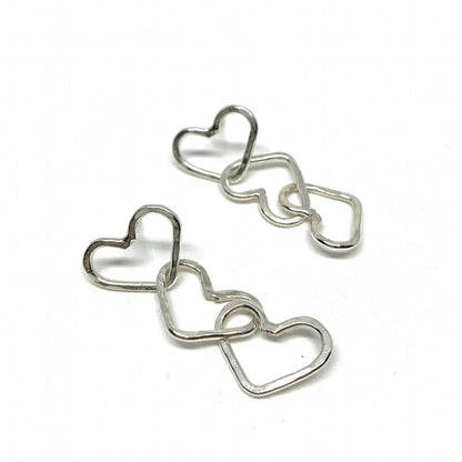 Triple Heart Dangle Earrings-2