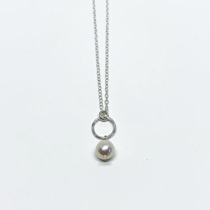 Pearl Drop Charm Necklace-5