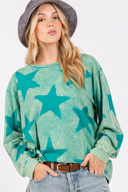 Camiseta con estampado de estrellas y lavado mineral de SAGE + FIG