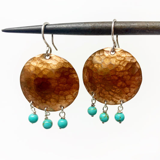 Full Moon Earrings with Turquoise Drops