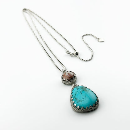 Turquoise & Fire Opal Necklace #312-2