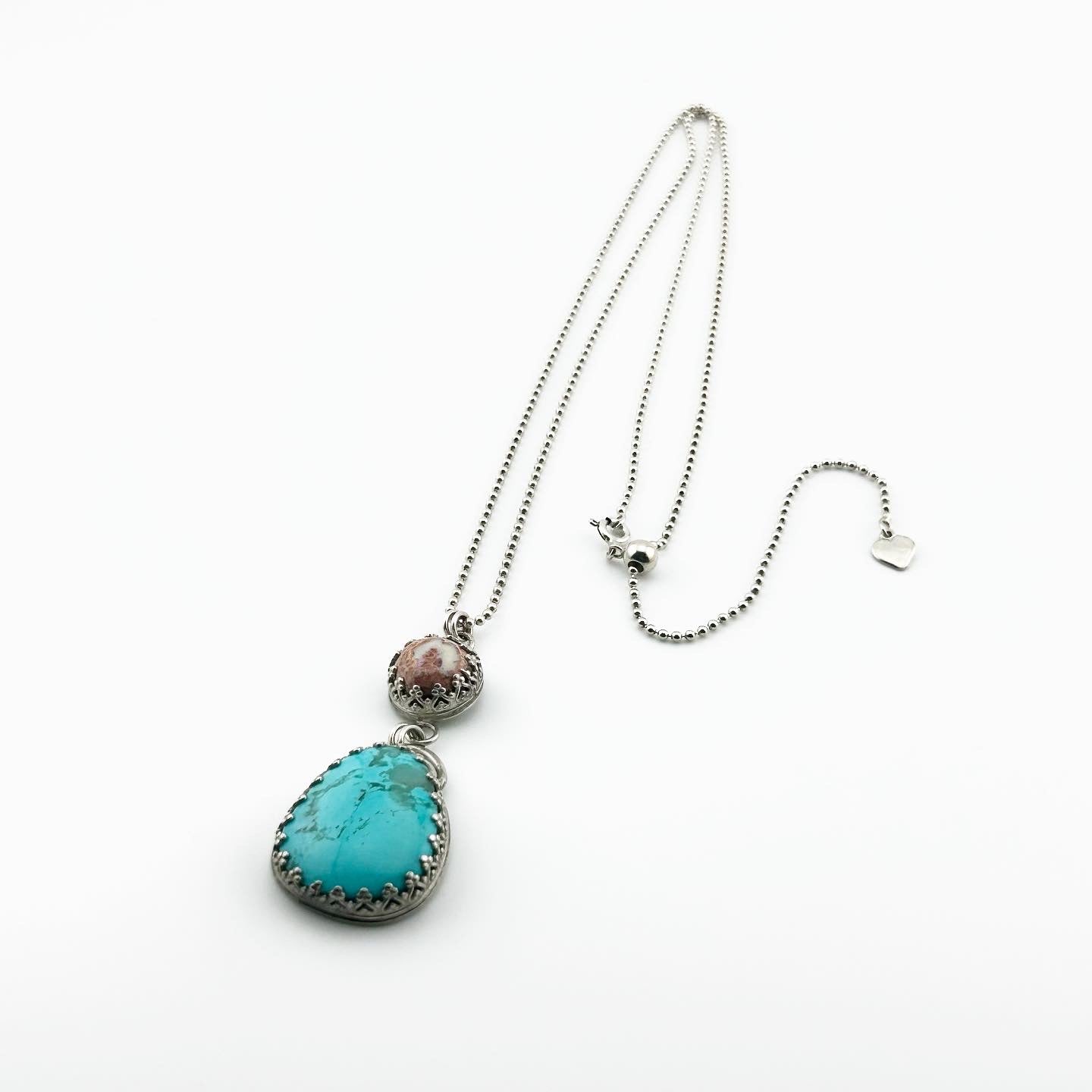 Turquoise & Fire Opal Necklace #312-1