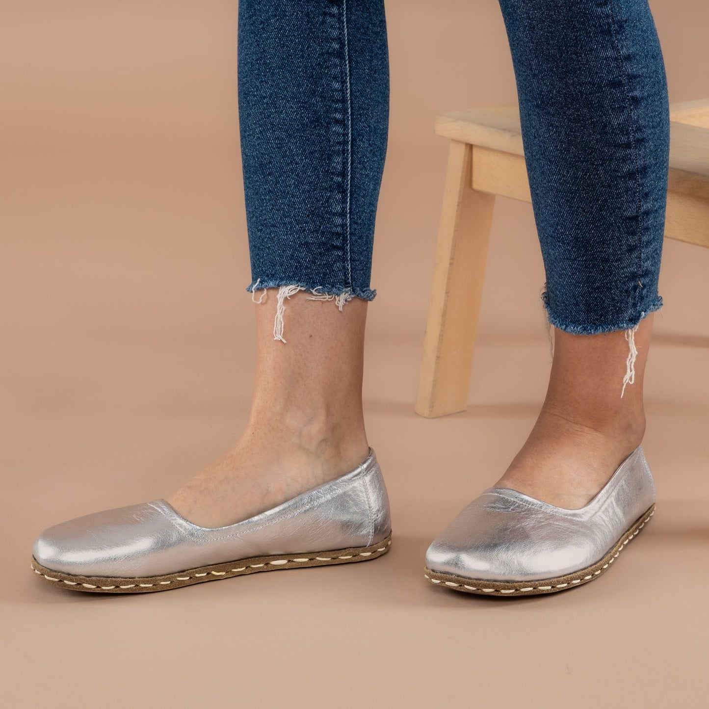 Silver Barefoot Ballet Flats