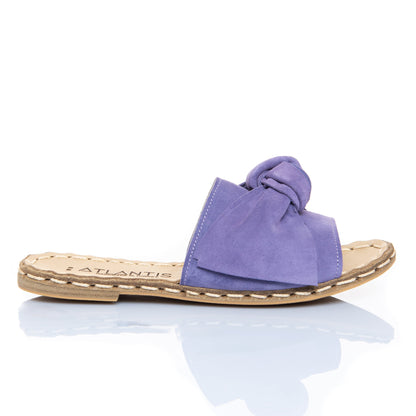 Sandalias de piel con lazos color lavanda