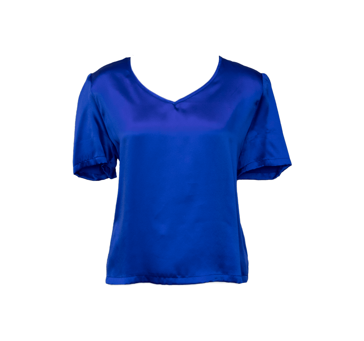 Blusa con escote en V brillante en color azul