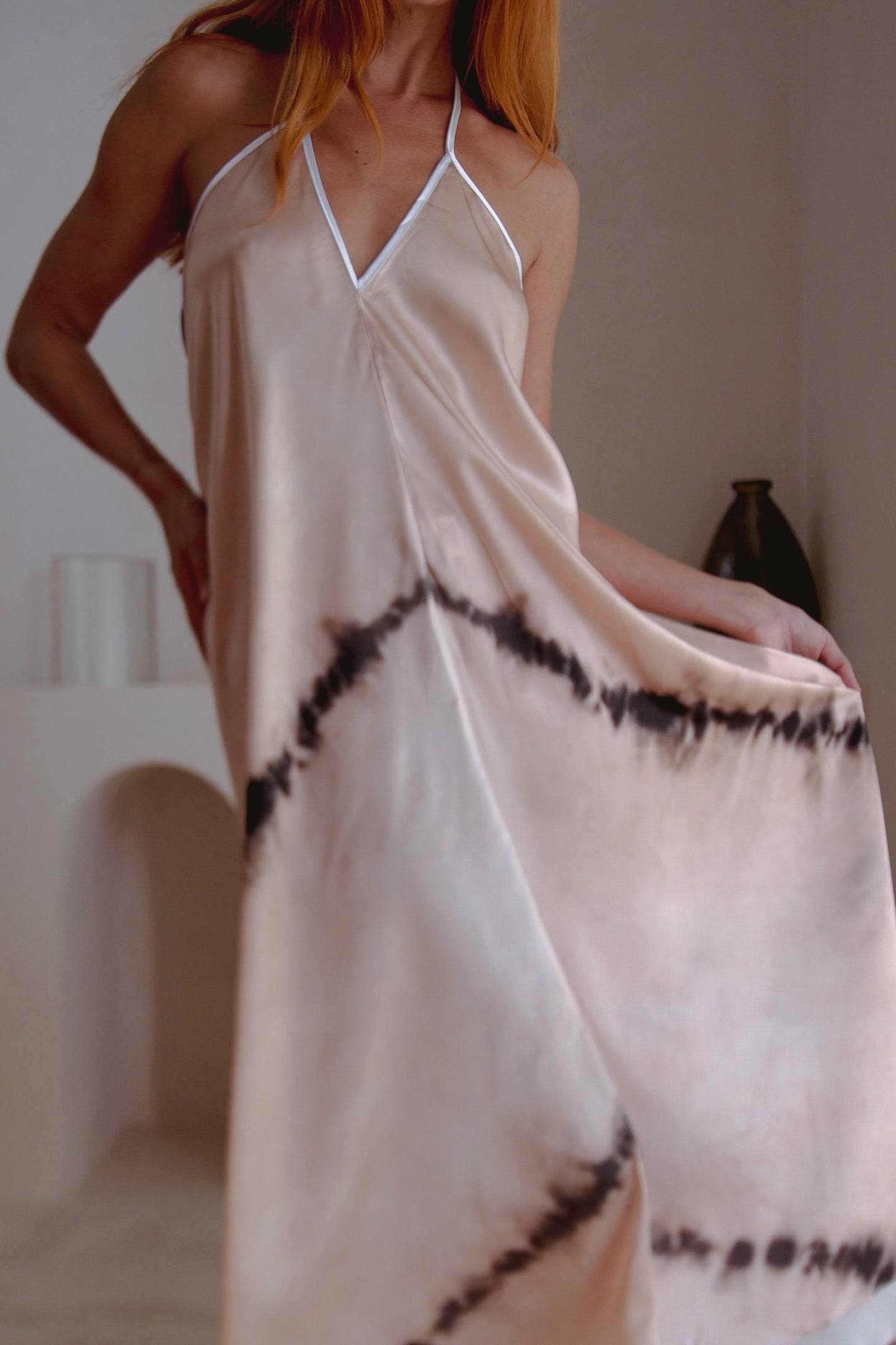 Altair Silk Halter Dress in Shibori-2