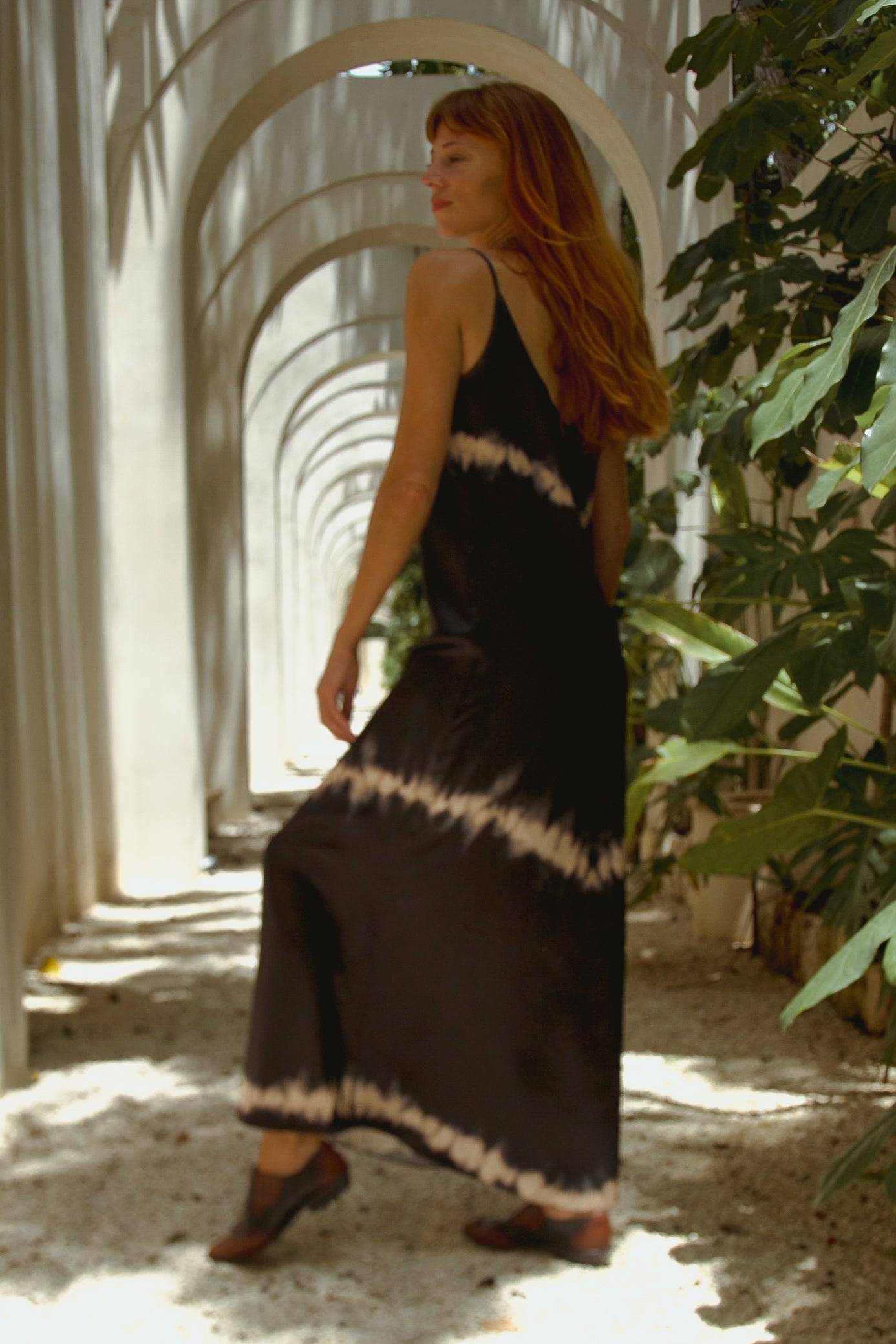 Andromeda Silk Dress in Black Shibori-1