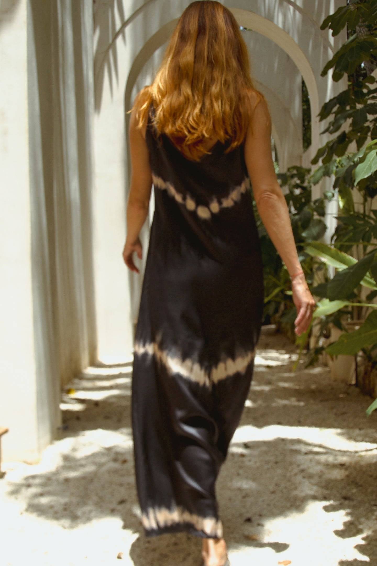 Andromeda Silk Dress in Black Shibori-3