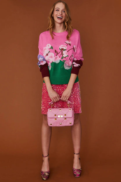 Floral Banana Peel Jumper in Pink-2