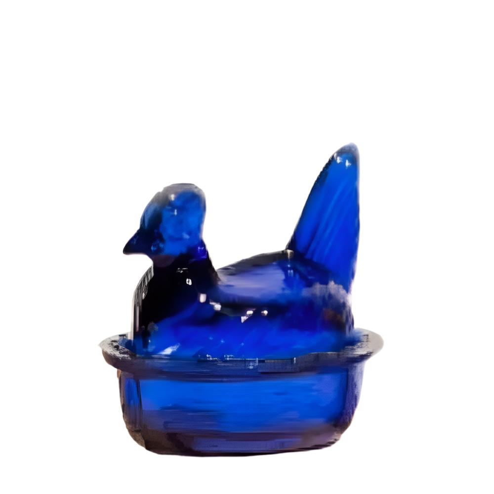 Nesting Hen Bowl & Lid - Cobalt | Hand Blown Glass - Colombia-1