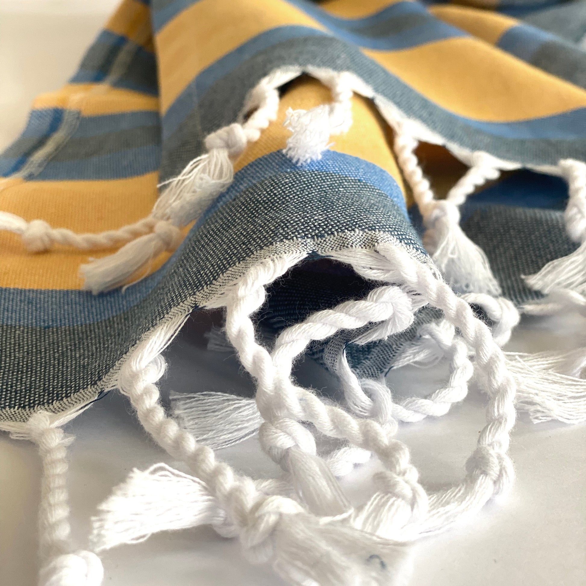 Samara Striped Blue & Yellow Turkish Towel-4