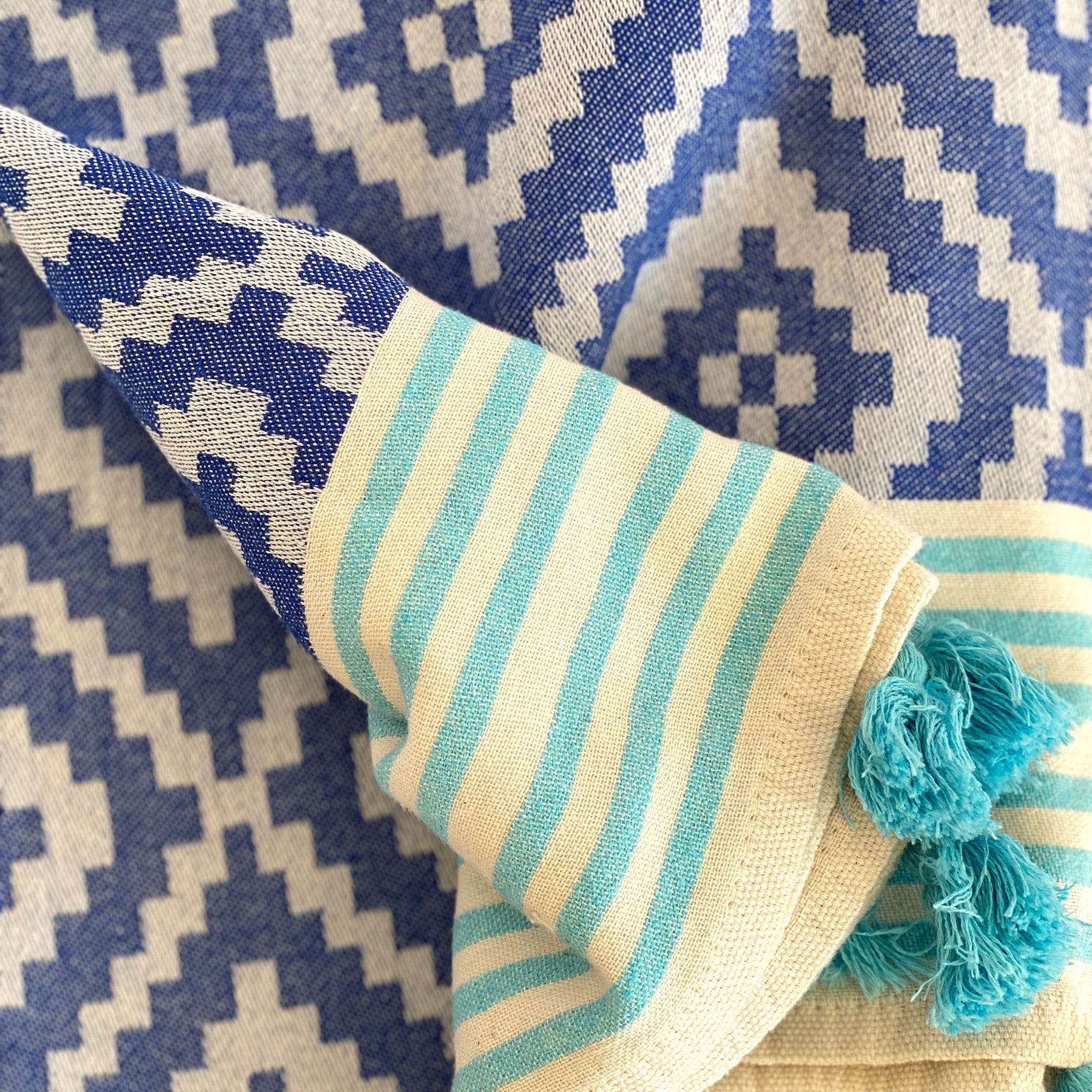 Merida Turkish Towel / Blanket - Blue-2