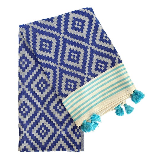 Merida Turkish Towel / Blanket - Blue-0