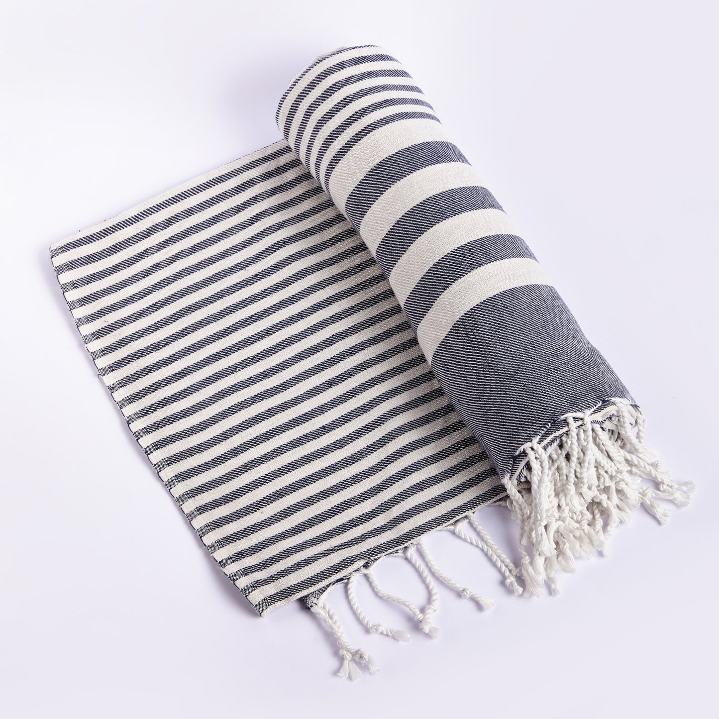 Fethiye Striped Blanket Throw - Blue-2