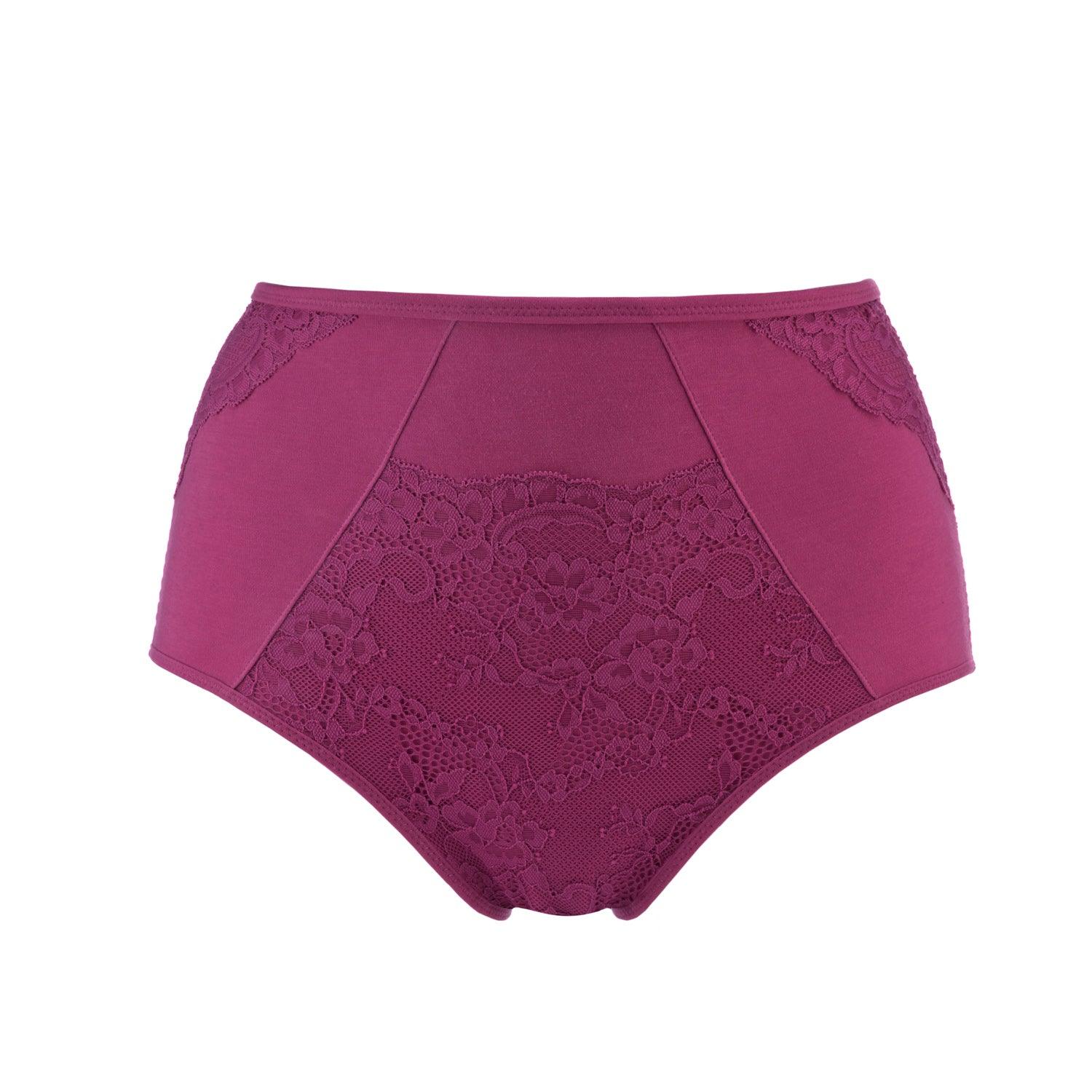 Fuchsia - High Waisted Silk & Organic Cotton Full Brief-0