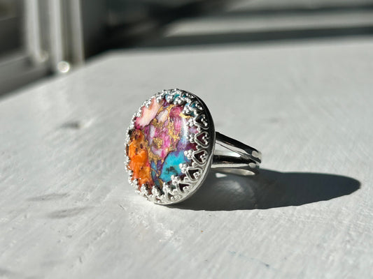 Copper Opal Turquoise Full Moon Ring #132-0