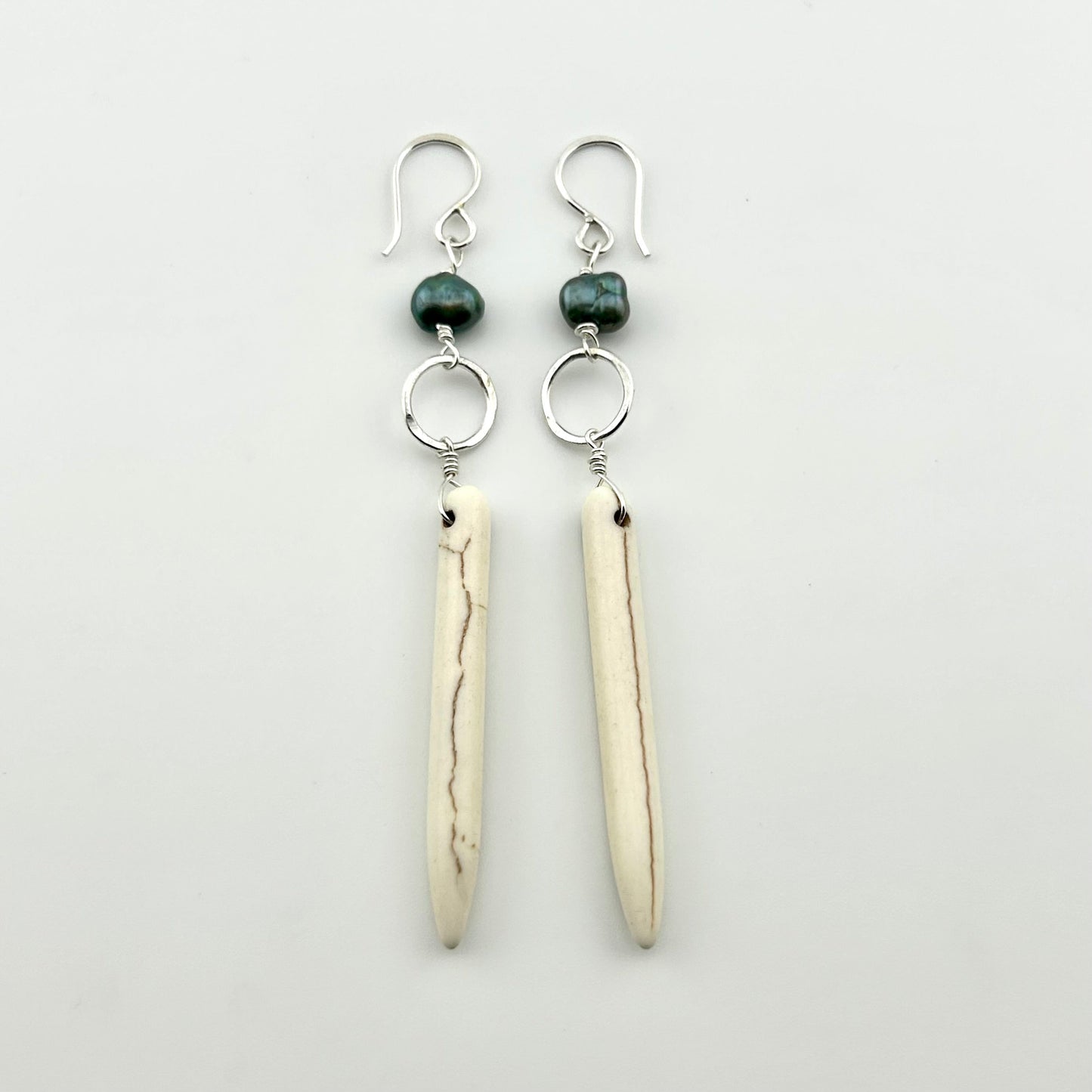 Ariel Earrings - Howlite and Peacock Pearl Drop Earrings