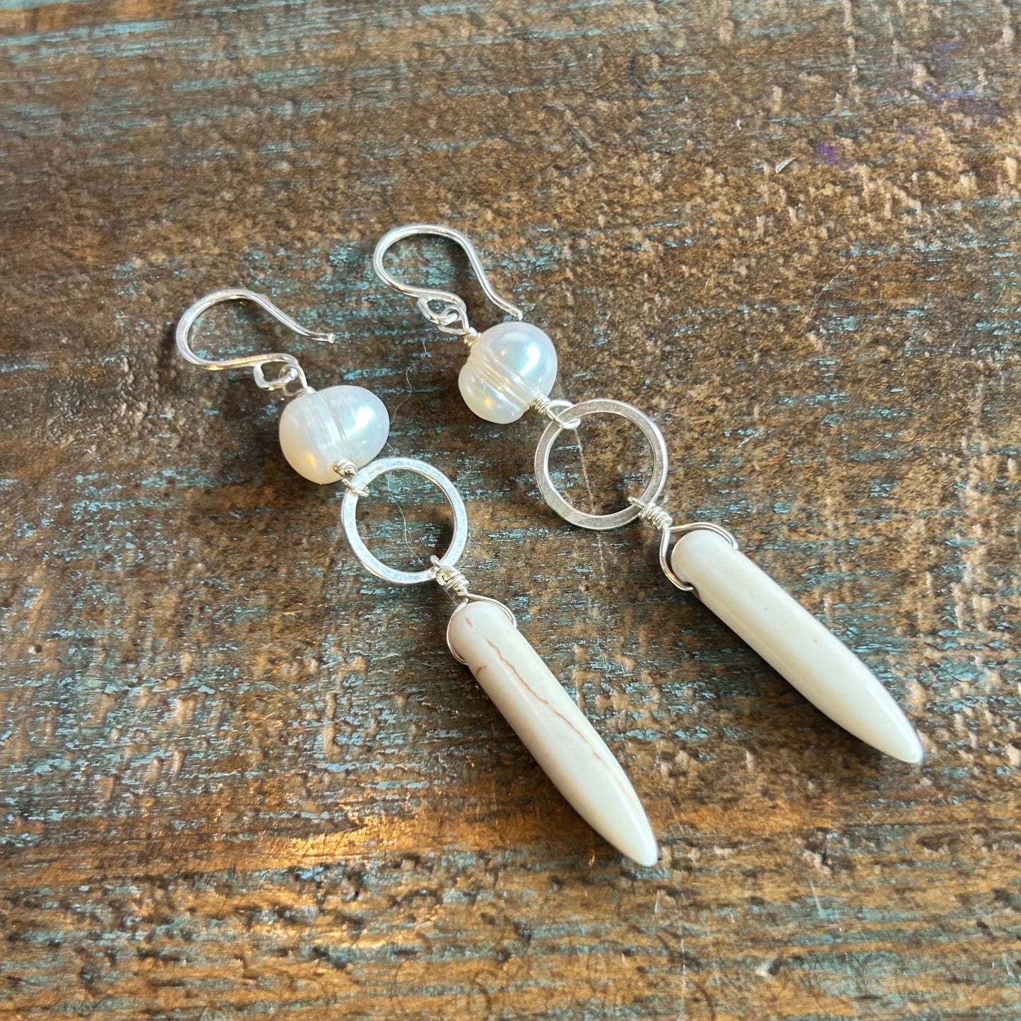 Ariel Earrings - White Pearl and Howlite Earrings