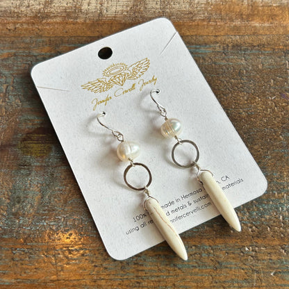 Ariel Earrings - White Pearl and Howlite Earrings