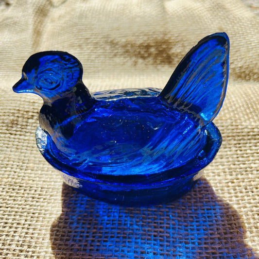 Nesting Hen Bowl & Lid - Cobalt | Hand Blown Glass - Colombia-0