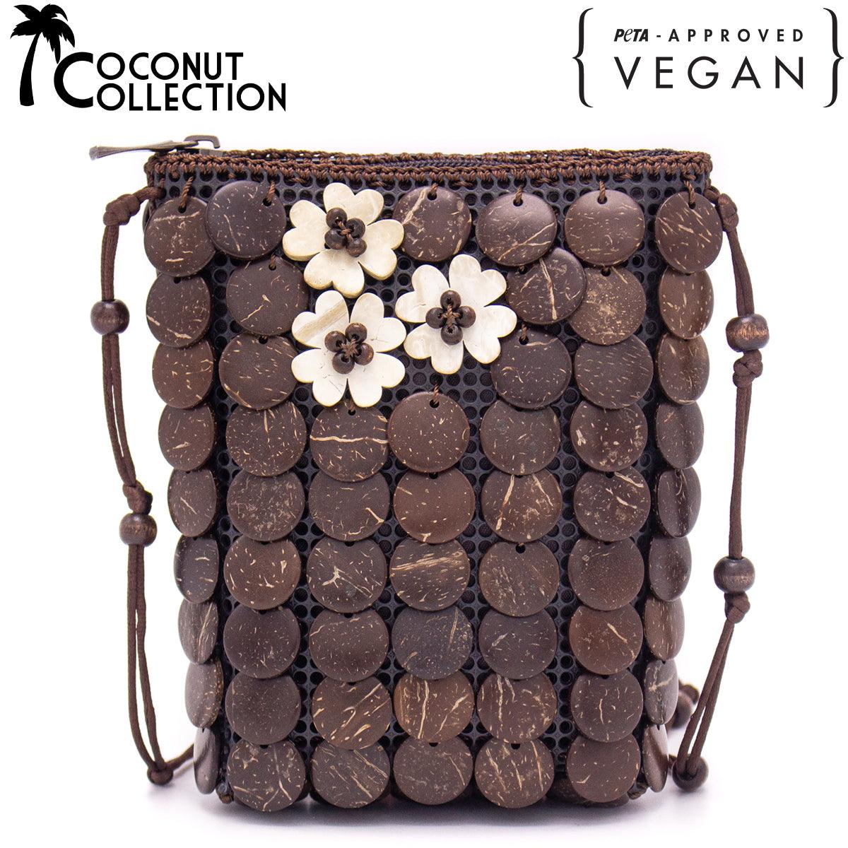 Natural coconut shell handmade crossbody bag ECB-021-0