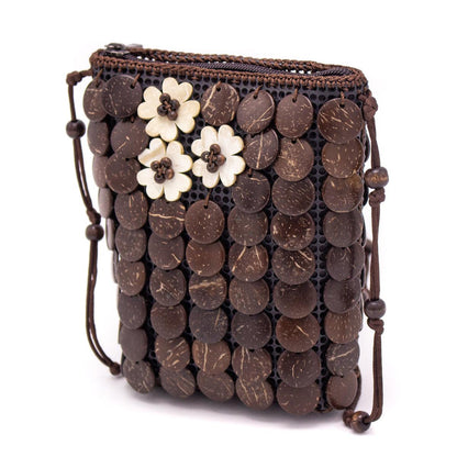 Natural coconut shell handmade crossbody bag ECB-021-4