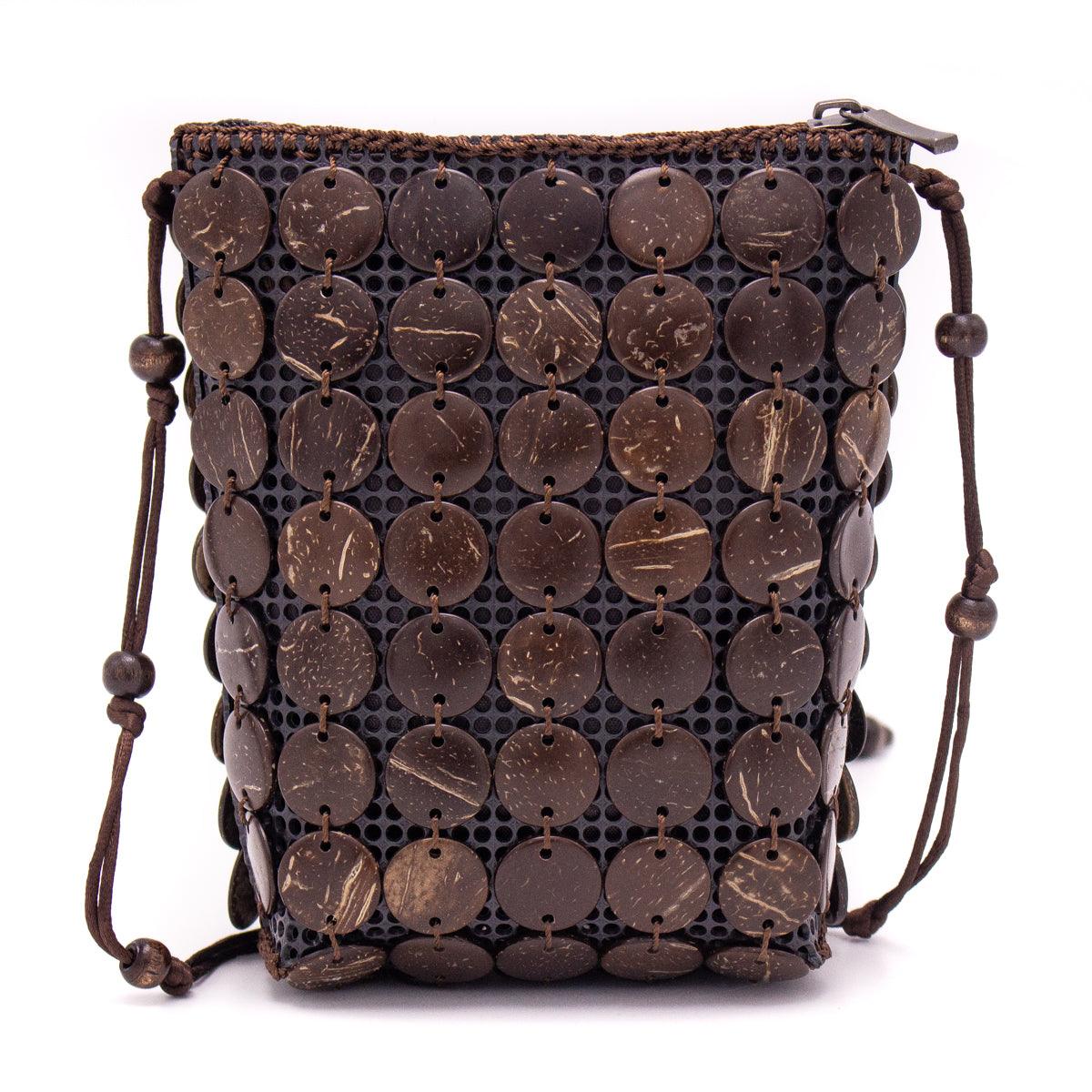 Natural coconut shell handmade crossbody bag ECB-021-1