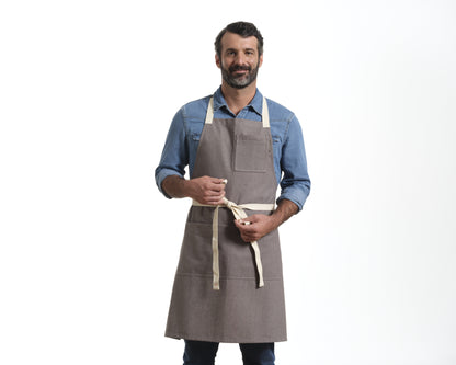 Bib Apron with Pockets, Cotton Apron for Women and Men-0