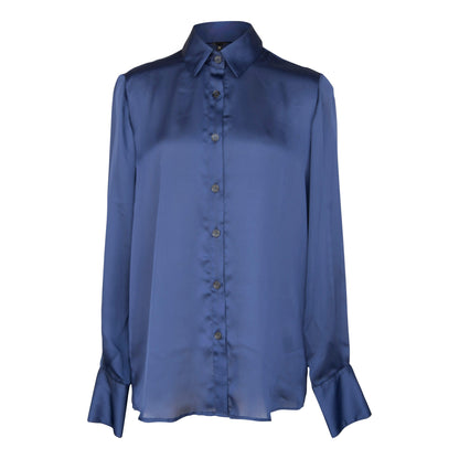 Blusa elegante de seda para mujer en color azul real