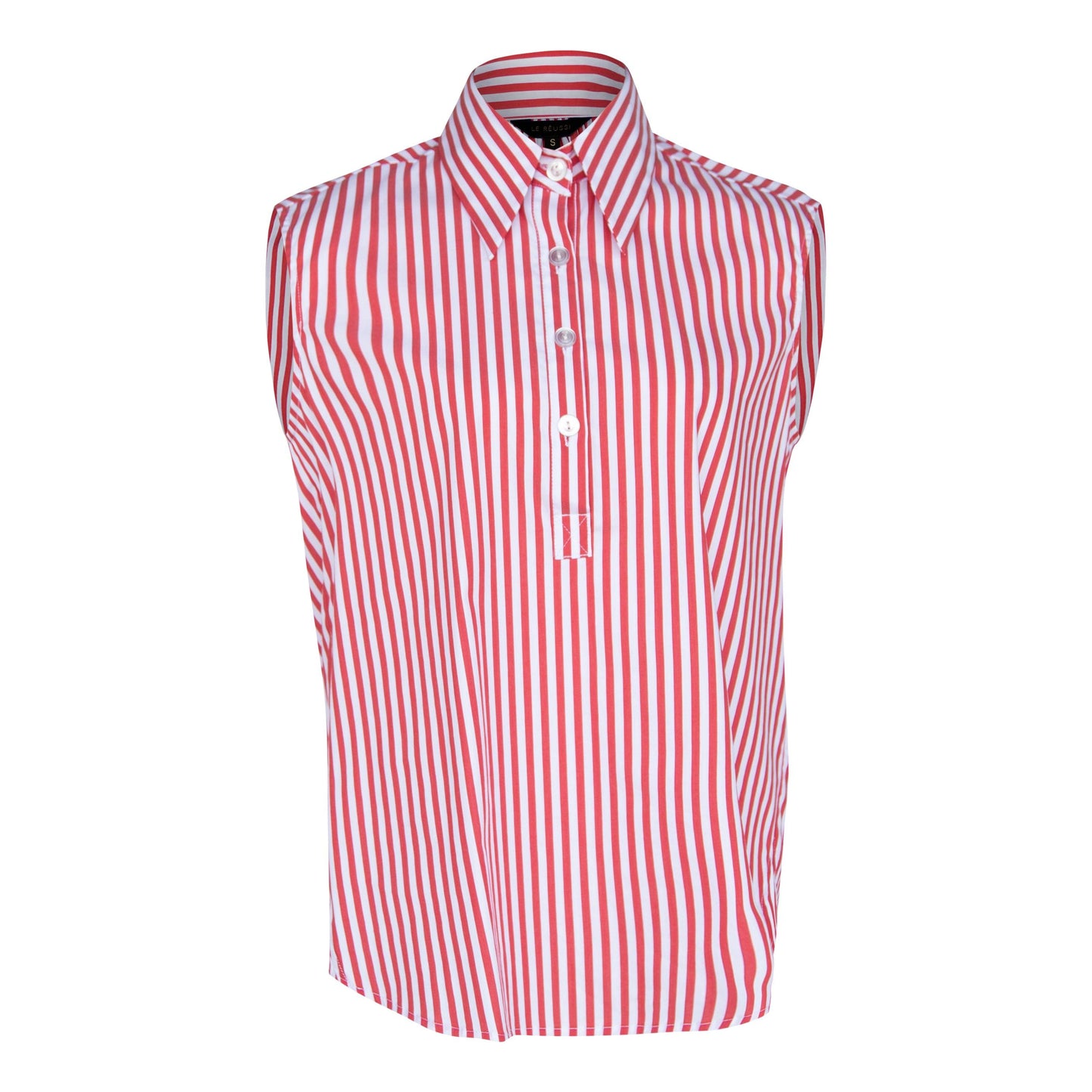 Italian Cotton Stripe Red Sleeveless Top