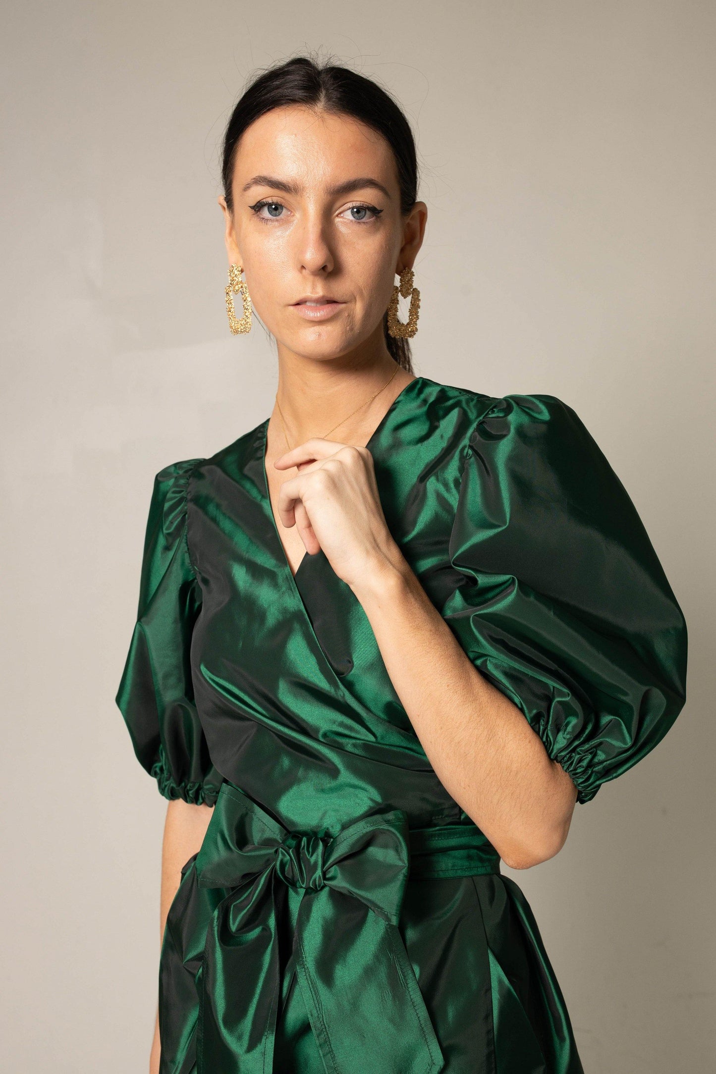 Glimmer Green Wrap Dress