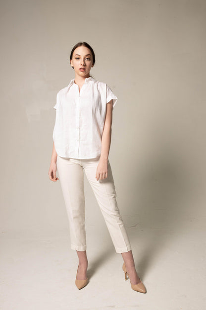 Classic Linen White Blouse