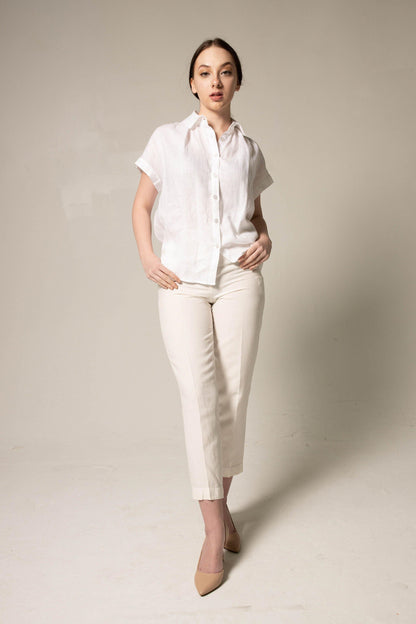 Classic Linen White Blouse-2