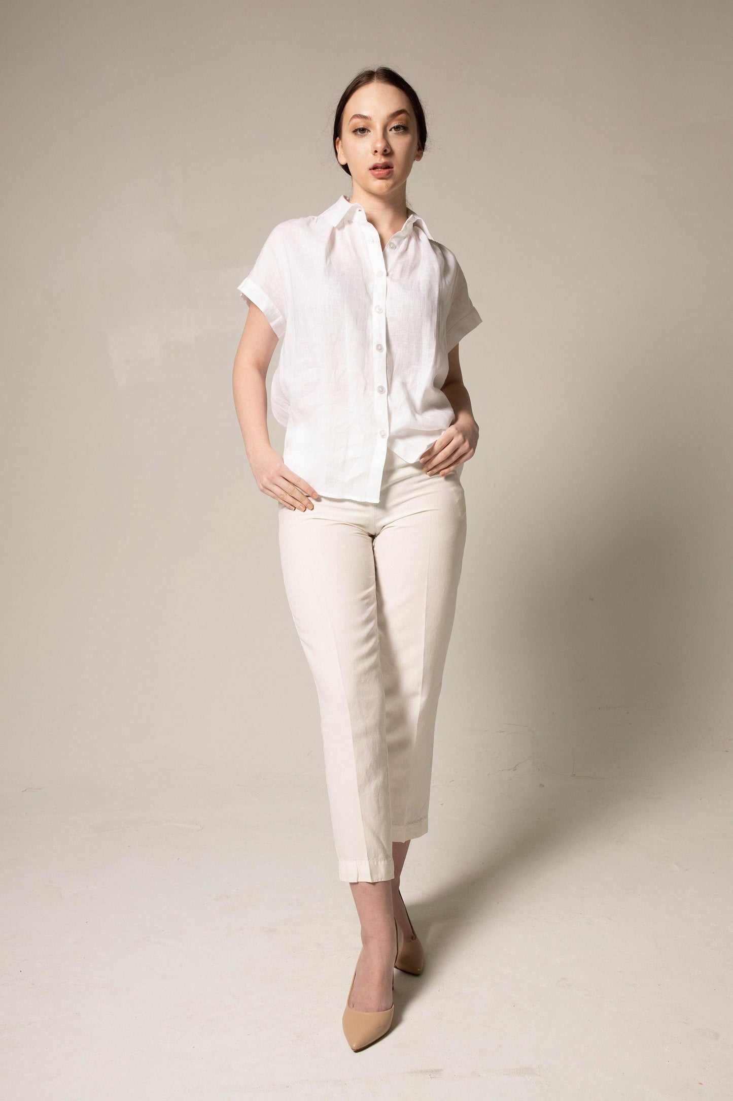 Classic Linen White Blouse