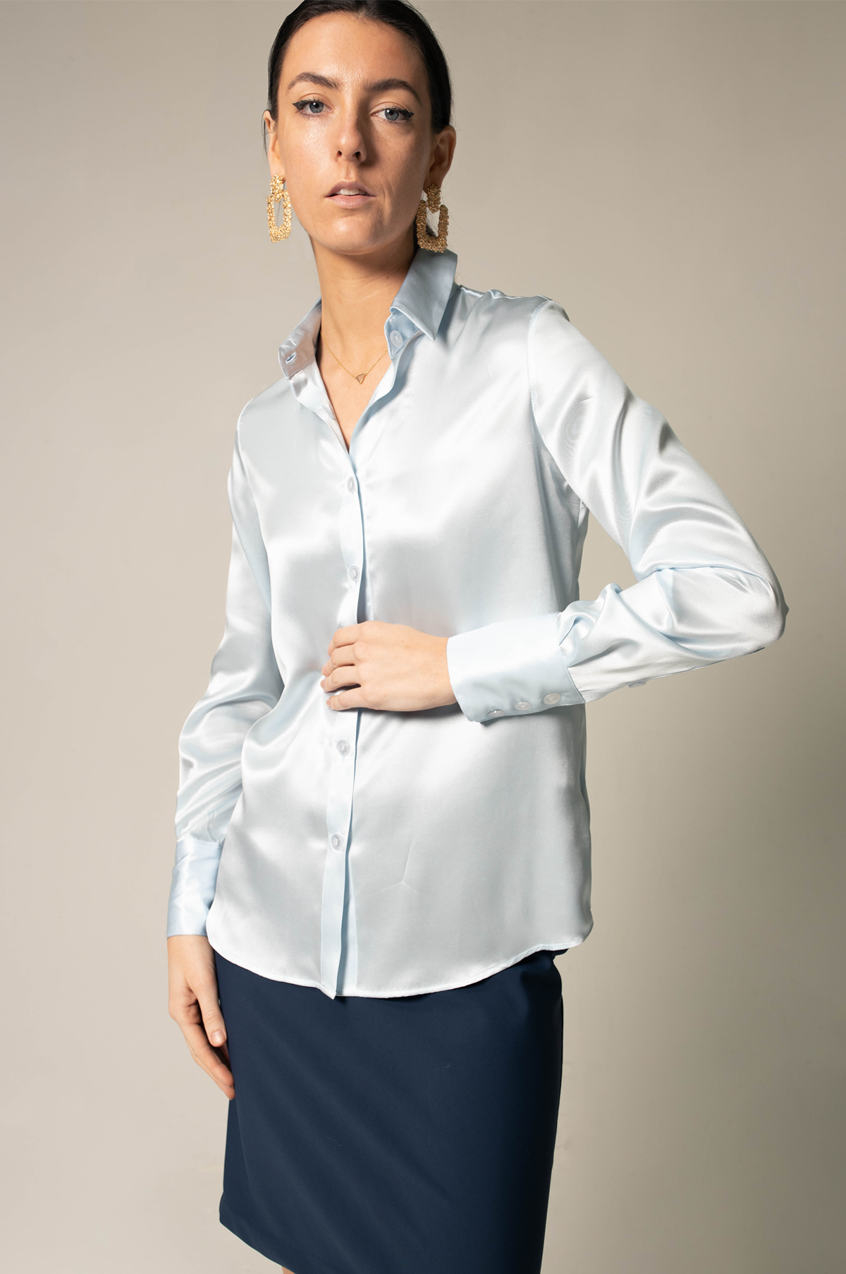 Luxe Silk Blouse in Blue