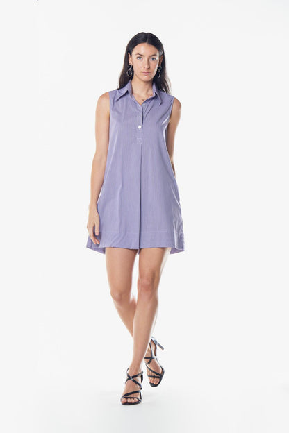 Vestido italiano sin mangas de algodón en color morado