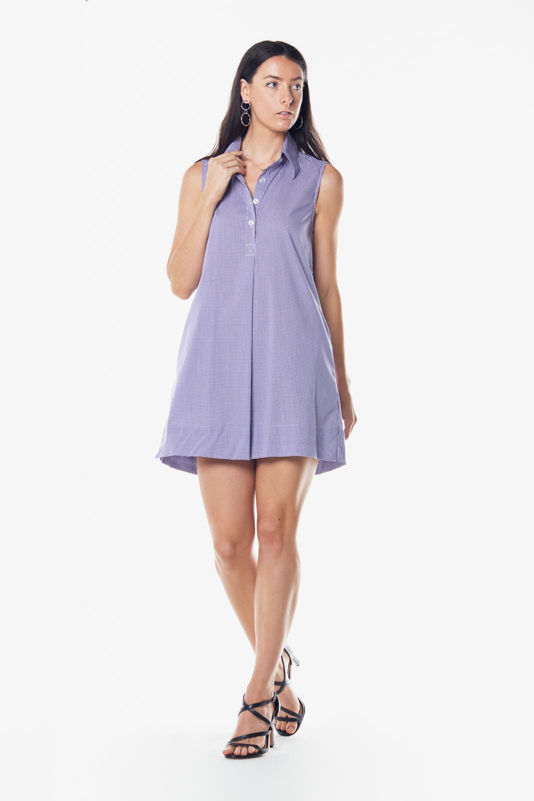 Italian Cotton Sleeveless Dress in Purple